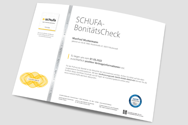 SchufaBonitätsauskunft Schufa Bonitätsauskunft Zertifikat